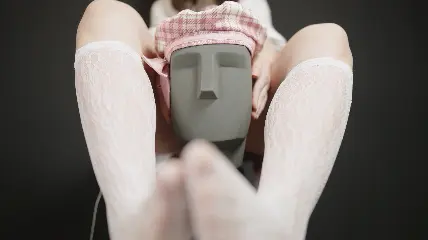 ASMR_亭子ww_白色蕾丝袜_头部抚摸真人玩偶的心跳_ASMR-boKE